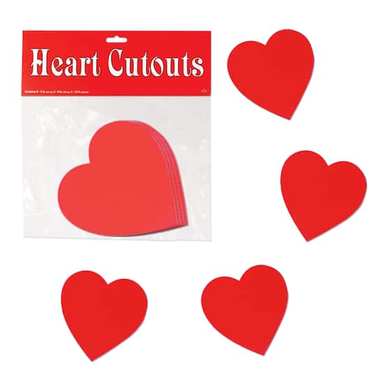 Beistle 4" Red Printed Heart Cutouts, 40ct.